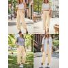 imageTrendy Queen Womens Wide Leg Pants Boho Summer Capri Palazzo Harem Casual Barrel Sweatpants Baggy Slacks with PocketsBeige