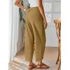 imageTrendy Queen Womens Wide Leg Pants Boho Summer Capri Palazzo Harem Casual Barrel Sweatpants Baggy Slacks with PocketsDeepkhaki