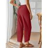 imageTrendy Queen Womens Wide Leg Pants Boho Summer Capri Palazzo Harem Casual Barrel Sweatpants Baggy Slacks with PocketsRed