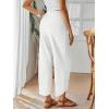 imageTrendy Queen Womens Wide Leg Pants Boho Summer Capri Palazzo Harem Casual Barrel Sweatpants Baggy Slacks with PocketsWhite