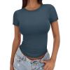imageTrendy Queen Womens Basic T Shirts Summer Tops 2026 Crop Short Sleeve Slim Fit Tee Cute Gym Workout ClothesHazeblue