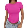 imageTrendy Queen Womens Basic T Shirts Summer Tops 2026 Crop Short Sleeve Slim Fit Tee Cute Gym Workout ClothesHotpink