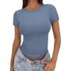 imageTrendy Queen Womens Basic T Shirts Summer Tops 2026 Crop Short Sleeve Slim Fit Tee Cute Gym Workout ClothesLightblue