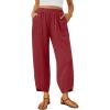 imageTrendy Queen Womens Wide Leg Pants Boho Summer Capri Palazzo Harem Casual Barrel Sweatpants Baggy Slacks with PocketsRed