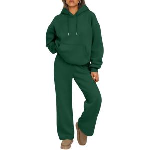 imageTrendy Queen Womens 2 Piece Outfits Lounge Fall Fashion Sets Oversized Sweatshirts Wide Leg Pants Sweatsuits Winter ClothesDarkgreen