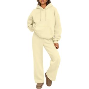 imageTrendy Queen Womens 2 Piece Outfits Lounge Fall Fashion Sets Oversized Sweatshirts Wide Leg Pants Sweatsuits Winter ClothesLightyellow