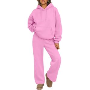 imageTrendy Queen Womens 2 Piece Outfits Lounge Fall Fashion Sets Oversized Sweatshirts Wide Leg Pants Sweatsuits Winter ClothesPink