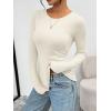 imageTrendy Queen Womens Long Sleeve TShirts Basic Crop Tops 2025 Fall Fashion Outfits Going Out Winter ClothesApricot