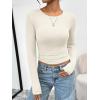 imageTrendy Queen Womens Long Sleeve TShirts Basic Crop Tops 2025 Fall Fashion Outfits Going Out Winter ClothesApricot
