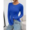 imageTrendy Queen Womens Long Sleeve TShirts Basic Crop Tops 2025 Fall Fashion Outfits Going Out Winter ClothesBlue