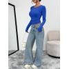imageTrendy Queen Womens Long Sleeve TShirts Basic Crop Tops 2025 Fall Fashion Outfits Going Out Winter ClothesBlue
