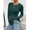 imageTrendy Queen Womens Long Sleeve TShirts Basic Crop Tops 2025 Fall Fashion Outfits Going Out Winter ClothesDarkgreen