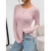 imageTrendy Queen Womens Long Sleeve TShirts Basic Crop Tops 2025 Fall Fashion Outfits Going Out Winter ClothesPink