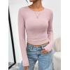 imageTrendy Queen Womens Long Sleeve TShirts Basic Crop Tops 2025 Fall Fashion Outfits Going Out Winter ClothesPink
