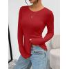 imageTrendy Queen Womens Long Sleeve TShirts Basic Crop Tops 2025 Fall Fashion Outfits Going Out Winter ClothesRed