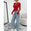 imageTrendy Queen Womens Long Sleeve TShirts Basic Crop Tops 2025 Fall Fashion Outfits Going Out Winter ClothesRed