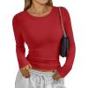 imageTrendy Queen Womens Long Sleeve TShirts Basic Crop Tops 2025 Fall Fashion Outfits Going Out Winter ClothesRed