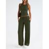 imageTrendy Queen Womens 2 Piece Outfits Sweatsuit Lounge Sets Sleeveless Tank Tops Summer Vacation Wide Leg Pants TracksuitsArmy Green