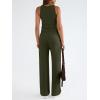 imageTrendy Queen Womens 2 Piece Outfits Sweatsuit Lounge Sets Sleeveless Tank Tops Summer Vacation Wide Leg Pants TracksuitsArmy Green