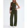imageTrendy Queen Womens 2 Piece Outfits Sweatsuit Lounge Sets Sleeveless Tank Tops Summer Vacation Wide Leg Pants TracksuitsArmy Green