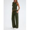 imageTrendy Queen Womens 2 Piece Outfits Sweatsuit Lounge Sets Sleeveless Tank Tops Summer Vacation Wide Leg Pants TracksuitsArmy Green