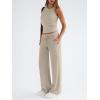 imageTrendy Queen Womens 2 Piece Outfits Sweatsuit Lounge Sets Sleeveless Tank Tops Summer Vacation Wide Leg Pants TracksuitsBeige