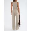 imageTrendy Queen Womens 2 Piece Outfits Sweatsuit Lounge Sets Sleeveless Tank Tops Summer Vacation Wide Leg Pants TracksuitsBeige