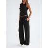 imageTrendy Queen Womens 2 Piece Outfits Sweatsuit Lounge Sets Sleeveless Tank Tops Summer Vacation Wide Leg Pants TracksuitsBlack