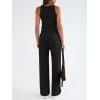 imageTrendy Queen Womens 2 Piece Outfits Sweatsuit Lounge Sets Sleeveless Tank Tops Summer Vacation Wide Leg Pants TracksuitsBlack