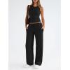 imageTrendy Queen Womens 2 Piece Outfits Sweatsuit Lounge Sets Sleeveless Tank Tops Summer Vacation Wide Leg Pants TracksuitsBlack
