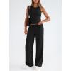 imageTrendy Queen Womens 2 Piece Outfits Sweatsuit Lounge Sets Sleeveless Tank Tops Summer Vacation Wide Leg Pants TracksuitsBlack