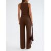 imageTrendy Queen Womens 2 Piece Outfits Sweatsuit Lounge Sets Sleeveless Tank Tops Summer Vacation Wide Leg Pants TracksuitsCoffee