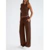 imageTrendy Queen Womens 2 Piece Outfits Sweatsuit Lounge Sets Sleeveless Tank Tops Summer Vacation Wide Leg Pants TracksuitsCoffee