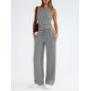 imageTrendy Queen Womens 2 Piece Outfits Sweatsuit Lounge Sets Sleeveless Tank Tops Summer Vacation Wide Leg Pants TracksuitsGrey