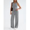 imageTrendy Queen Womens 2 Piece Outfits Sweatsuit Lounge Sets Sleeveless Tank Tops Summer Vacation Wide Leg Pants TracksuitsGrey