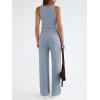 imageTrendy Queen Womens 2 Piece Outfits Sweatsuit Lounge Sets Sleeveless Tank Tops Summer Vacation Wide Leg Pants TracksuitsLight Blue