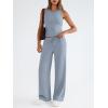 imageTrendy Queen Womens 2 Piece Outfits Sweatsuit Lounge Sets Sleeveless Tank Tops Summer Vacation Wide Leg Pants TracksuitsLight Blue