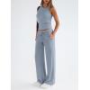 imageTrendy Queen Womens 2 Piece Outfits Sweatsuit Lounge Sets Sleeveless Tank Tops Summer Vacation Wide Leg Pants TracksuitsLight Blue