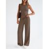 imageTrendy Queen Womens 2 Piece Outfits Sweatsuit Lounge Sets Sleeveless Tank Tops Summer Vacation Wide Leg Pants TracksuitsMocha
