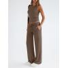 imageTrendy Queen Womens 2 Piece Outfits Sweatsuit Lounge Sets Sleeveless Tank Tops Summer Vacation Wide Leg Pants TracksuitsMocha