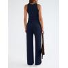 imageTrendy Queen Womens 2 Piece Outfits Sweatsuit Lounge Sets Sleeveless Tank Tops Summer Vacation Wide Leg Pants TracksuitsNavy