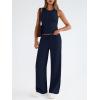 imageTrendy Queen Womens 2 Piece Outfits Sweatsuit Lounge Sets Sleeveless Tank Tops Summer Vacation Wide Leg Pants TracksuitsNavy