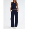 imageTrendy Queen Womens 2 Piece Outfits Sweatsuit Lounge Sets Sleeveless Tank Tops Summer Vacation Wide Leg Pants TracksuitsNavy