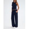 imageTrendy Queen Womens 2 Piece Outfits Sweatsuit Lounge Sets Sleeveless Tank Tops Summer Vacation Wide Leg Pants TracksuitsNavy