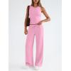 imageTrendy Queen Womens 2 Piece Outfits Sweatsuit Lounge Sets Sleeveless Tank Tops Summer Vacation Wide Leg Pants TracksuitsPink