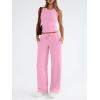 imageTrendy Queen Womens 2 Piece Outfits Sweatsuit Lounge Sets Sleeveless Tank Tops Summer Vacation Wide Leg Pants TracksuitsPink