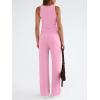 imageTrendy Queen Womens 2 Piece Outfits Sweatsuit Lounge Sets Sleeveless Tank Tops Summer Vacation Wide Leg Pants TracksuitsPink