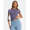 imageTrendy Queen Womens Basic T Shirts Summer Tops 2026 Crop Short Sleeve Slim Fit Tee Cute Gym Workout Clothes Purple M