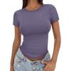 imageTrendy Queen Womens Basic T Shirts Summer Tops 2026 Crop Short Sleeve Slim Fit Tee Cute Gym Workout Clothes Purple M
