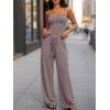 imageTrendy Queen Womens 2 Piece Outfits Summer Matching Lounge Sets Camisole Sleeveless Tops Wide Leg Pants TracksuitsRose Taupe